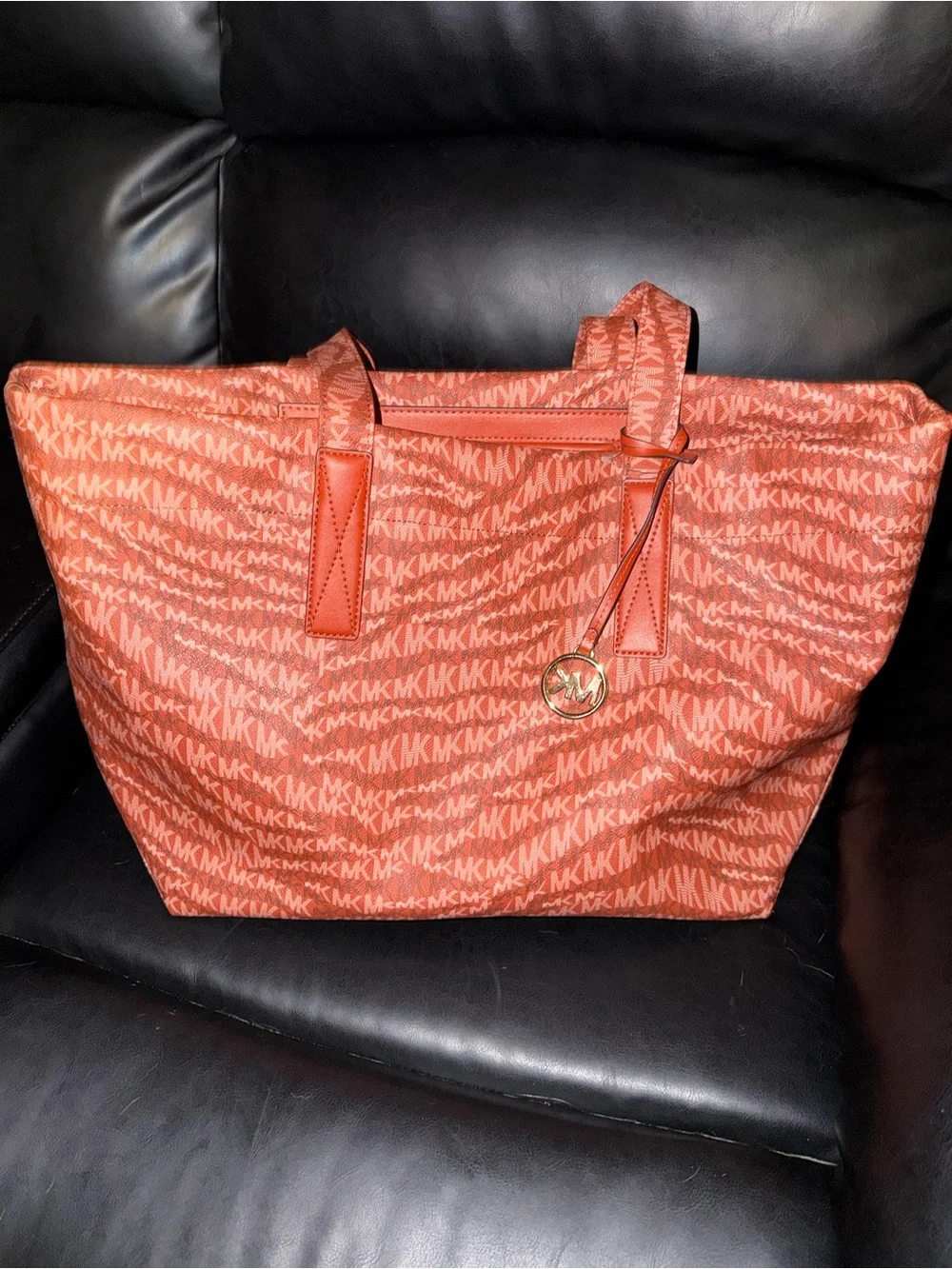 Michael Kors Coral Logo Tote with Gold Charm